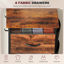 HOMCOM Chest of Four Fabric Drawers - Rustic Brown - thumbnail 4