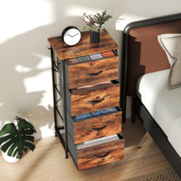 HOMCOM Chest of Four Fabric Drawers - Rustic Brown - thumbnail 8