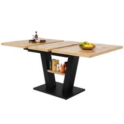 Extendable Dining Table, Marble-Effect MDF Top, V-Shaped Metal Legs, Space-Saving Desk/Table for 6-8, 118x70x75 cm, Black/Natural - Aosom UK - thumbnail 9