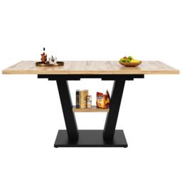 Extendable Dining Table, Marble-Effect MDF Top, V-Shaped Metal Legs, Space-Saving Desk/Table for 6-8, 118x70x75 cm, Black/Natural - Aosom UK - thumbnail 2