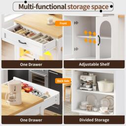 Extendable Kitchen Island with App-Controlled RGB Lighting, Versatile Storage Cabinet with Adjustable Shelf, 126-196L x 59W x 94H cm, White - Aosom UK - thumbnail 6