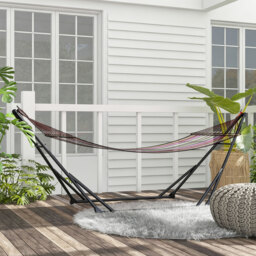 Outsunny Foldable Hammock Stand, Portable Hammock with Metal Frame, 2 in 1 Hammock Net Stand, Hammock Chair Stand, Load Capacity 120kg - thumbnail 7