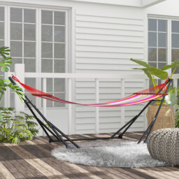Outsunny Foldable Hammock Stand, Portable Hammock with Metal Frame, 2 in 1 Hammock Net Stand, Hammock Chair Stand, Load Capacity 120kg - thumbnail 8