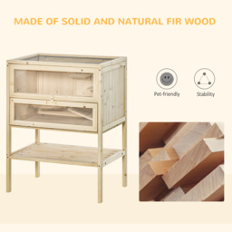 Pawhut 3 Tiers Wooden Hamster Cage Fir Wood Mouse Guinea Rodent Mice House Pet Play Small Animals 60L×40W×80H cm - thumbnail 7