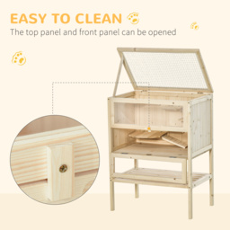 Pawhut 3 Tiers Wooden Hamster Cage Fir Wood Mouse Guinea Rodent Mice House Pet Play Small Animals 60L×40W×80H cm - thumbnail 5