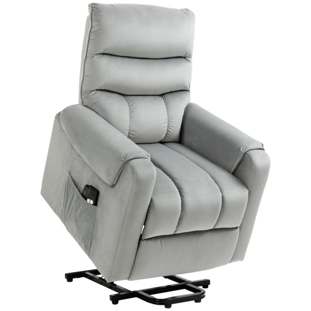 HOMCOM Vibration Massage Rise and Recliner Chair, Electric Power Lift Recliner with Remote Control and Side Pocket, Grey - image 1