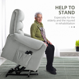 HOMCOM Vibration Massage Rise and Recliner Chair, Electric Power Lift Recliner with Remote Control and Side Pocket, Grey - thumbnail 4