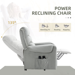 HOMCOM Vibration Massage Rise and Recliner Chair, Electric Power Lift Recliner with Remote Control and Side Pocket, Grey - thumbnail 5