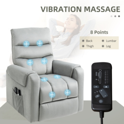 HOMCOM Vibration Massage Rise and Recliner Chair, Electric Power Lift Recliner with Remote Control and Side Pocket, Grey - thumbnail 6