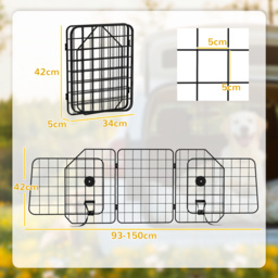 PawHut Dog Guard for Cars with Adjustable Width 93-150cm - Aosom UK - thumbnail 3