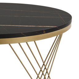 Elegant Nesting Coffee Table Set, Marble Look with Gold Decor, Side Tables for Living Room with Drawers, 70x70x45 cm + 50x50x40 cm, Black - Aosom.UK - thumbnail 7