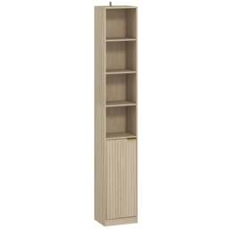 HOMCOM Bookcase Adjustable Shelf Bookshelf Anti-Tip Hardware 6-Tier Storage Cabinet Oak Wood Effect