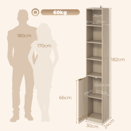 HOMCOM Bookcase Adjustable Shelf Bookshelf Anti-Tip Hardware 6-Tier Storage Cabinet Oak Wood Effect - thumbnail 3