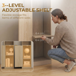 HOMCOM Bookcase Adjustable Shelf Bookshelf Anti-Tip Hardware 6-Tier Storage Cabinet Oak Wood Effect - thumbnail 6