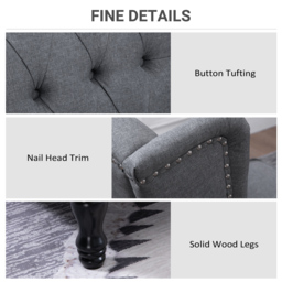 HOMCOM Recliner Armchair for Living Room, Wingback Chair with Button Tufted Back and Footrest, Light Grey - Aosom UK - thumbnail 6