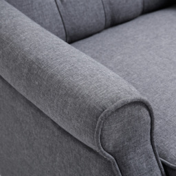 HOMCOM Recliner Armchair for Living Room, Wingback Chair with Button Tufted Back and Footrest, Light Grey - Aosom UK - thumbnail 8