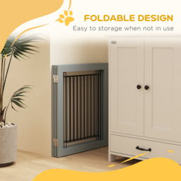 PawHut Foldable Pet Gate, with Three Panels & Two Support Feet - Grey - thumbnail 5
