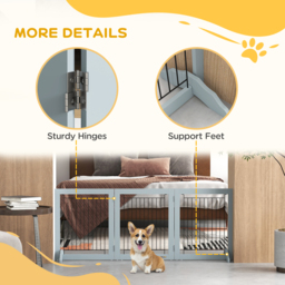 PawHut Foldable Pet Gate, with Three Panels & Two Support Feet - Grey - thumbnail 6