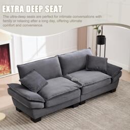 Oversized Two-Seater Sofa with Modern Deep-Seated Modular Design, Comfortable Daybed with Ergonomic Curves, 224L x 81W x 81H cm, Dark Gray - Aosom UK - thumbnail 5
