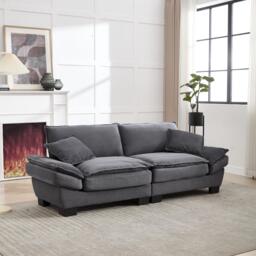 Oversized Two-Seater Sofa with Modern Deep-Seated Modular Design, Comfortable Daybed with Ergonomic Curves, 224L x 81W x 81H cm, Dark Gray - Aosom UK - thumbnail 9