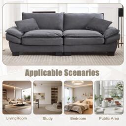 Oversized Two-Seater Sofa with Modern Deep-Seated Modular Design, Comfortable Daybed with Ergonomic Curves, 224L x 81W x 81H cm, Dark Gray - Aosom UK - thumbnail 4