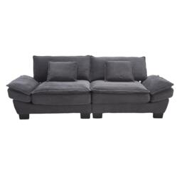 Oversized Two-Seater Sofa with Modern Deep-Seated Modular Design, Comfortable Daybed with Ergonomic Curves, 224L x 81W x 81H cm, Dark Gray - Aosom UK - thumbnail 2