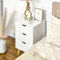 HOMCOM Bedroom Chest of Drawers, 3-Drawer Storage Unit with Wood Legs and Cut-out Handles, White - thumbnail 8