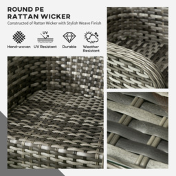 Outsunny 4 Pieces PE Rattan Wicker Sofa Set Outdoor Conservatory Furniture Lawn Patio Coffee Table w/ Cushion, Grey - Aosom UK - thumbnail 4
