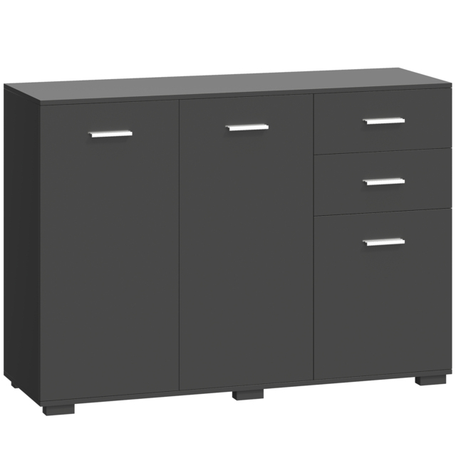 HOMCOM Sideboard, Modern Storage Cabinet with 2 Drawers, 3 Doors and Adjustable Shelves, Black - image 1
