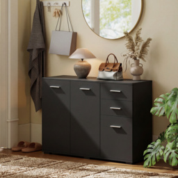 HOMCOM Sideboard, Modern Storage Cabinet with 2 Drawers, 3 Doors and Adjustable Shelves, Black - thumbnail 9