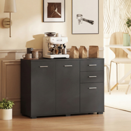 HOMCOM Sideboard, Modern Storage Cabinet with 2 Drawers, 3 Doors and Adjustable Shelves, Black - thumbnail 8
