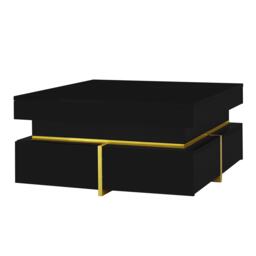 High-Gloss Coffee Table with Accents, Drawers and Practical Storage, Side Table Ideal for Modern Elegance, 70L x 70W x 35.5H cm, Black - Aosom UK - thumbnail 2