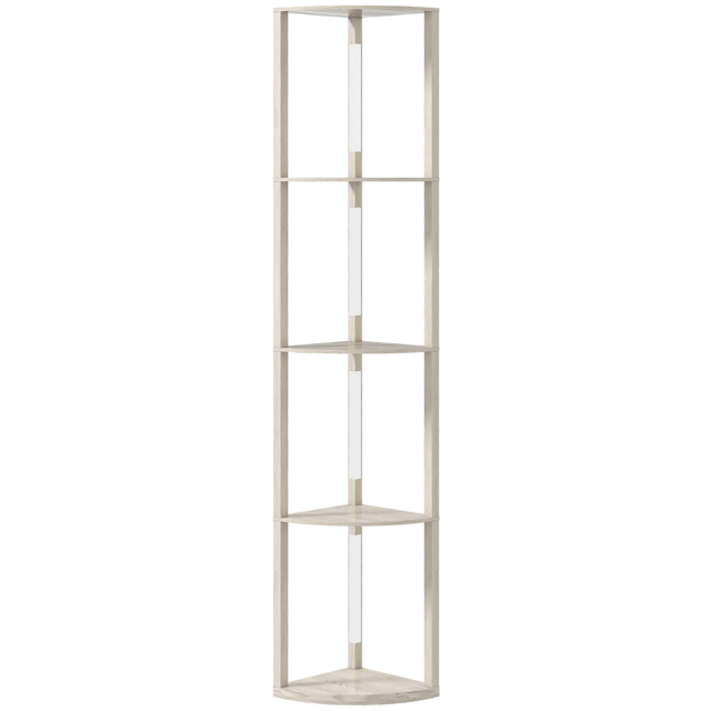 HOMCOM Floor Standing Lamp with Shelves, LED Floor Lamp with 3000K Dimmable Warm White Light for Living Room Bedroom, Oak - Aosom UK - image 1