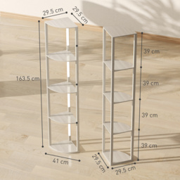 HOMCOM Floor Standing Lamp with Shelves, LED Floor Lamp with 3000K Dimmable Warm White Light for Living Room Bedroom, Oak - Aosom UK - thumbnail 3
