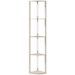 HOMCOM Floor Standing Lamp with Shelves, LED Floor Lamp with 3000K Dimmable Warm White Light for Living Room Bedroom, Oak - Aosom UK