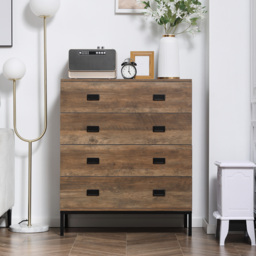 HOMCOM Chest of Drawers, 4-Drawer Storage Organiser Unit with Metal Frame for Bedroom, Living Room, Brown - thumbnail 7