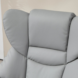 Faux Leather Recliner Chair and Footstool, HOMCOM Swivel Upholstered Armchair w/ Adjustable Backrest, Wood Base, Light Grey - Aosom UK - thumbnail 7