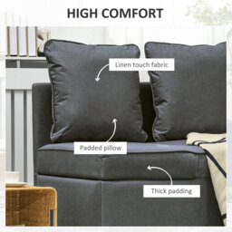 HOMCOM 3-In-1 Single Sofa Bed with Seat Thickness, Fold Out Chair Bed with 5-positon Adjustable Back & Removable and Washable Pillow, Grey - Aosom UK - thumbnail 6