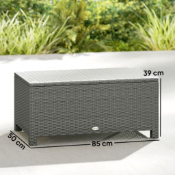 Outsunny Rattan Garden Coffee Table with Glass Top, Light Grey - thumbnail 3