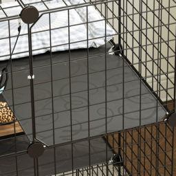 PawHut Indoor Cat Cage DIY Customizable 3-Tier Indoor Cat Enclosure with 3 Doors and Hammock 105 cm Black - thumbnail 8