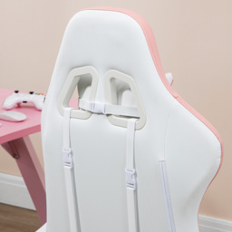 Vinsetto Racing Gaming Chair, Reclining PU Leather Computer Chair with 360 Degree Swivel Seat, Footrest, Removable Headrest White and Pink - Aosom UK - thumbnail 9