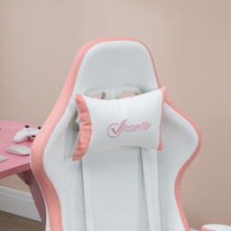 Vinsetto Racing Gaming Chair, Reclining PU Leather Computer Chair with 360 Degree Swivel Seat, Footrest, Removable Headrest White and Pink - Aosom UK - thumbnail 8
