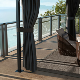Outsunny Aluminium Frame 4 x 3(m) Polycarbonate Gazebo with Curtains, Nettings, Double Roof for Lawn, Yard, Patio, Deck, Brown - thumbnail 8