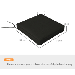 Outsunny Patio Chair Cushion Set, 4-Piece Seat Cushions with Ties, Replacement Pillows for Indoor Outdoor Use, Black - Aosom UK - thumbnail 3