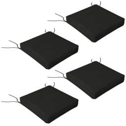 Outsunny Patio Chair Cushion Set, 4-Piece Seat Cushions with Ties, Replacement Pillows for Indoor Outdoor Use, Black - Aosom UK