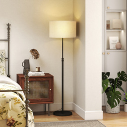 HOMCOM Floor Lamp with Remote, Height Adjustable Standing Lamp with Linen Shade, Dimmable with 3000K-6000K Adjustable Colour Temperatures, Foot Switch for Living Room Bedroom Office, Black - thumbnail 9