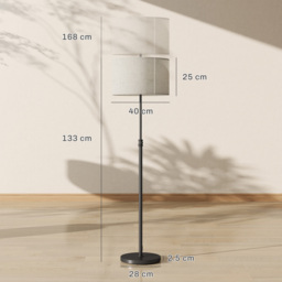 HOMCOM Floor Lamp with Remote, Height Adjustable Standing Lamp with Linen Shade, Dimmable with 3000K-6000K Adjustable Colour Temperatures, Foot Switch for Living Room Bedroom Office, Black - thumbnail 3