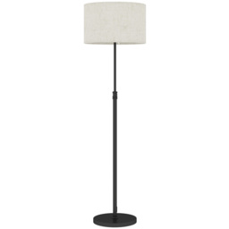 HOMCOM Floor Lamp with Remote, Height Adjustable Standing Lamp with Linen Shade, Dimmable with 3000K-6000K Adjustable Colour Temperatures, Foot Switch for Living Room Bedroom Office, Black - thumbnail 1