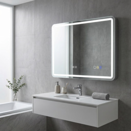 HOMCOM 60 x 80 cm Bluetooth LED Bathroom Mirror with Clock Anti-Fog - Silver Tone - thumbnail 8
