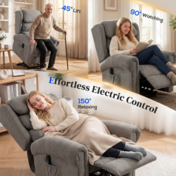 HOMCOM Velvet-Feel Electric Riser Recliner Chair, Power Lift Recliner Chair for Elderly with Remote Control, Dark Grey - thumbnail 4